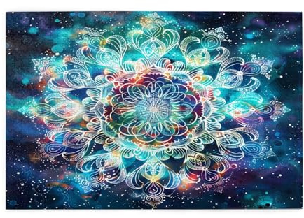 Mexpekil 1000 Teile Puzzles für Erwachsene Weltraum Galaxie Mandala Holzpuzzles Herausfordernde Puzzlespiele für Jugendliche Geschenke