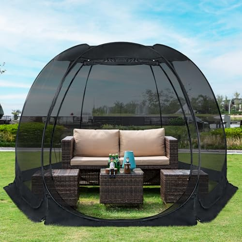 Alvantor® Pop Up Screen House, Outdoor Mosquito Mesh Tent with UV Resistant, Pop Up Canopy Easy Up, Foldable Screen Room for Camping,Backyard, Garden, Patio(Black, 12x12 FT)