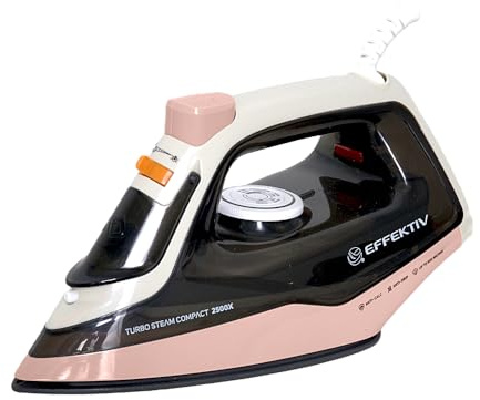 EFFEKTIV - Plancha Vapor Compact 2500X | Plancha Ropa con Suela Cerámica | Diseño Ligero y Ergonómico | Plancha Compacta con Autoapagado | 2400W de Potencia | Golpe de Vapor 500 g | Cable 2,5 m