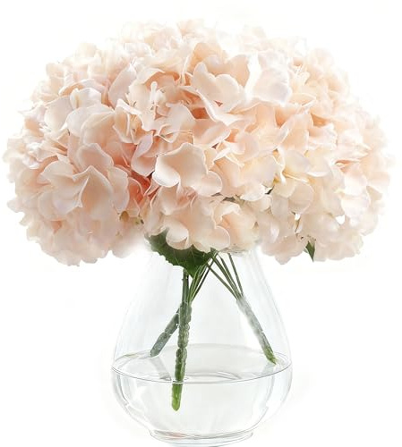 AMLUCKS 3 pièces de grandes fleurs d'hortensia en soie artificielles avec 15 têtes, fleurs d'hortensia artificielles au toucher naturel avec tiges florales à faire soi-même pour bouquets de mariage