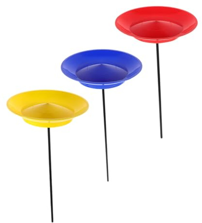 ifundom Ensemble de Jonglage pour Garçon et Filles 3 Pièces Assiettes Tournantes Rouge Bleu Jaune avec Bâton de Jonglage, D’adresse et Coordination Sensorielle, Spectacle Artistique