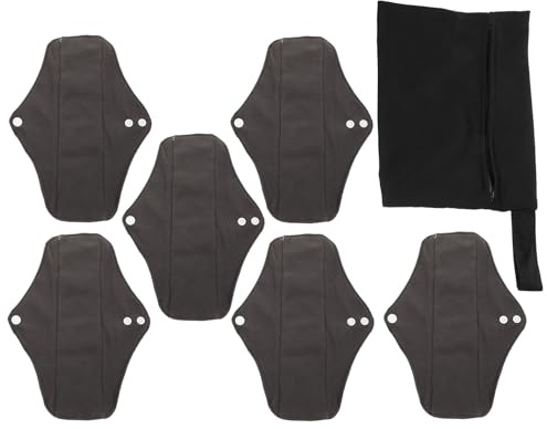 GLEAVI Toalla Sanitaria Reutilizable para Mujer, Cómoda y Fácil de Usar, Color Negro, 1 Set Adecuado para Uso Diario Durante el Periodo Menstrual