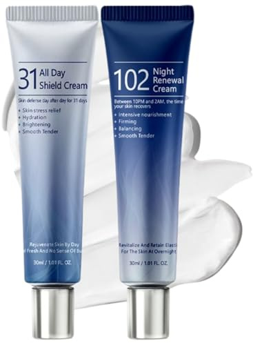31 All-Day Shield Cream & 102 Night Renewal Cream Set, For All Skin Types | Korean Skincare with Centella Asiatica/Niacinamide, Lightweight Hydrating Day Moisturizer & Rich Firming Night Cream for Face