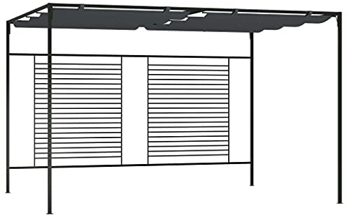 Gazebo con tetto estensibile, 4 x 3 x 2,3 m, antracite, 180 g/m², solida struttura in ferro per giardino, riunioni di famiglia, barbecue e picnic, robusto gazebo per esterni