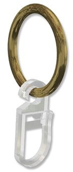 Interdeco Gardinenringe mit Faltenhaken/Ringe in Messing Antik für Gardinenstangen 16 mm Ø (10 Stück)