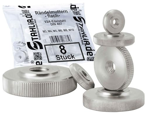 räfflad mutter platt form mutter gänga rostfritt stål V2A A1 DIN467 (M3 x 8 stycken)