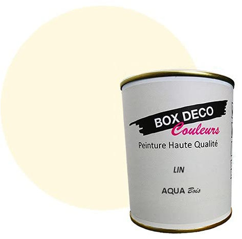 BOX DECO COULEURS Peinture bois intérieur extérieur à base d'acrylique aspect velours-satin Aqua Bois - 750ml, Beige Lin