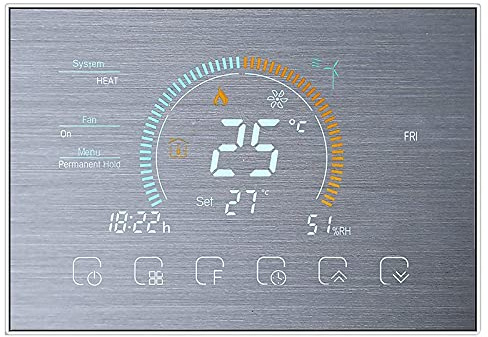 Termostato WiFi Beca BHT-8000GCLW control caldera de gas, contacto seco, termostato inteligente control remoto color brushed ss