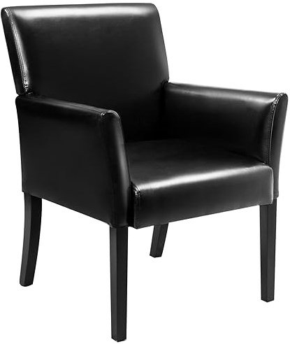 COSTWAY Modern Accent Chair, Ergonomic PU Leather Upholstered Lounge Comfy Armchair, Rubber Wood Legs Single Sofa Occasional Guest Chair for Living Reception Room Office