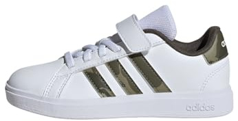 adidas Unisex Grand Court 2.0 Shoes Children Tennisschuhe, Cloud White/Olive/Shadow Olive, 35 EU