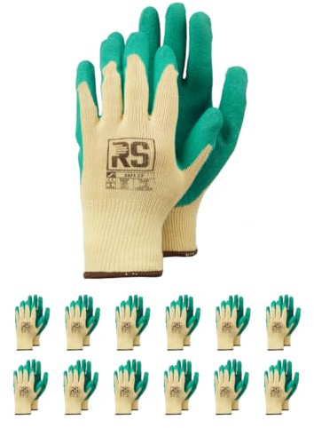 RS SAFE EX/Montagehandschuhe Latexhandschuh auf Baumwolleinsatz/Größe 11, 12 Paar/Beige Grün/Handschuhe Arbeitshandschuhe