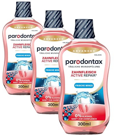 Parodontax Mundspülung Aktive Zahnfleischpflege- Repair*, 300ml mit frischem Minzgeschmack, alkoholfrei (Packung mit 3)