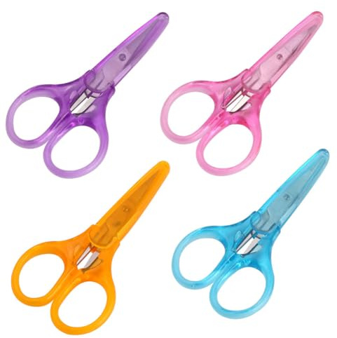 SHUNCHG 4Pcs Small Sewing Scissors Mini Crafting Scissors Set Stainless Steel Embroidery Scissors with Protective Cover for Knitting Paper Cutting Sewing Quilting