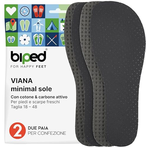 biped Minimal sole VIANA Lot de 2 paires de semelles pour chaussures minimales et barefoot - Semelles en charbon actif avec du coton véritable - Semelles pour adultes et enfants (43)