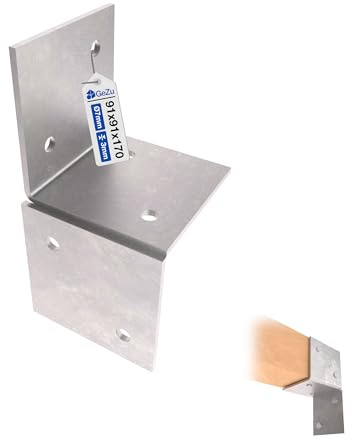 GeZu Impex Staffa da Parete Pergola 91x91mm | Zincata a Caldo Staffa di Montaggio a Muro per Pergolato Connettore per Trave in Legno Staffa Piana da Parete