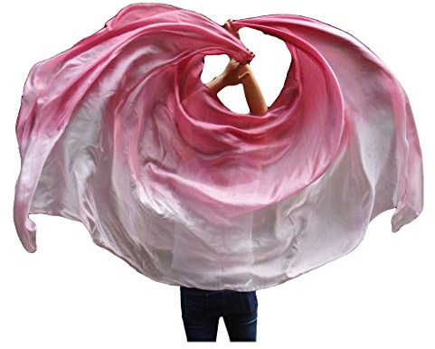 Winged Sirenny Handbemalter Bauchtanz Seidenschleier Farbverlauf 270×110cm, Leicht Elegant für Orientalischen Tanz, Auftritte, Fotoshootings & Bühnenperformances, Handrollierte Kanten
