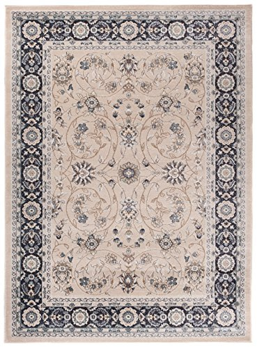 Carpeto Groß Teppich Flur 200x300cm Creme Klassisch Traditionell Weich | Teppich für Eingangsbereich Küche Büro Wohnzimmer Schlafzimmer Beige Pflegeleicht Fußbodenheizungsgeeignet Mittelflor Elegant