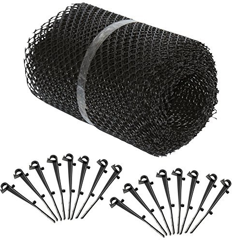 MONZANA® 24m Gutter Mesh Protection with 64 Fastening Clips | Weatherproof Leaf Guard | Guttering Protection | Flexible Versatile Rain Gutter Debris Cover | Trimmable Can Be Cut to Size Black