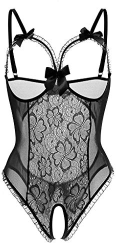 Voqeen Donna Lingerie Sexy Body Erotico Pizzo Biancheria Intima Esotico Tuta Babydoll Ad Anello Aperto Completi Intimi Prospettiva Pigiama Confortevole Sleepwear Costume