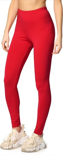Merry Style Leggings Deportivas Mujer – Ropa Mujer de Algodón con Cintura Alta, Suave, Cómoda e Hipoalergénica para Uso Diario o Actividad Deportiva MS10-198 (Rojo, M)