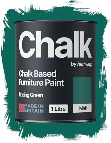 Hemway Chalk Based Furniture Paint, Racing Green 1L, Matt Finish | Shabby Chic, Chalk Paint Furniture & Walls, Quick Dry & 1 Coat