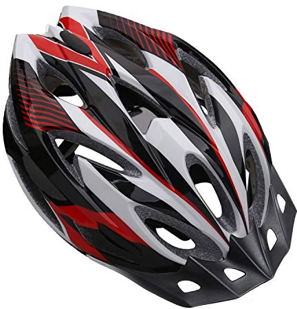 Shinmax Fahrradhelm Herren Damen mit Visier Abnehmbarer Insektenschutzgitter MTB Mountainbike Helm für Erwachsene Unisex Radhelm 18 Lüftungslöcher Verstellbarer Größe 57-62cm (Schwarz Rot Weiß)