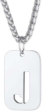Richsteel Dog Tag Cadena Chapa con Iniciales Personalizables para Mujeres Hombres, Acero Inoxidable