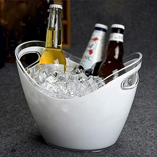 BHBXZZDB Großer Eiskübel aus Kunststoff,Ovale Aufbewahrungswanne,3L / 8L Bierflaschen-Getränkekühler,Geeignet für Zuhause,Bar,Innen- und Außenbereich,Weiß,Schwarz,Gelb