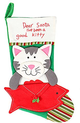 GIVBRO Weihnachtsstrümpfe, Socken, Katze, Geschenktasche, Süßigkeitenbeutel, Weihnachtsbaum, hängende Ornamente für Heimdekoration, 45,7 cm