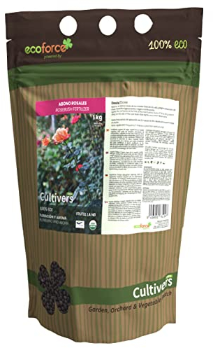 CULTIVERS Fertilizzante per Rose e rampicanti da 1 kg. Il Fertilizzante Ecologico Aumenta la fioritura e l'aroma dei Fiori. 100% di Origine Biologica e vegana
