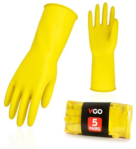 Vgo... 5 Paare Wiederverwendbare Handschuhe für Küchenarbeit, Haushaltsreinigung und Geschirrspülung, Langarm,Multifunktional (HH4601)