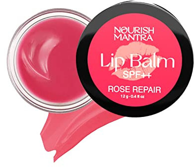 Nourish Mantra Rose Lip Balm with SPF | Made with Rose Extract, Olive Oil, Shea Butter, Vitamin E and Avocado Oil | For Dry, Chapped & Dark Lips | Best for Both Women and Men | 12g