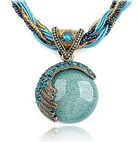 RIXERKOC Retro Vintage Bohemian Collana per le donne ragazze Bohemian dichiarazione perline turchese strass pendente collare collana Gioielli di moda