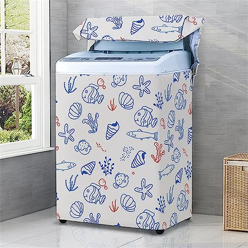 Odot Colorful Washing Machine Cover Top Load Waterproof Dustproof Washer Machine Dryer Protector Sunscreen Washer Dryer Cover for Most Top Load Washer Dryer (XXL capacity 12.5kg,Ocean)