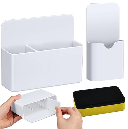 NOCHME 2 Porte-Stylos Magnétique Pour Tableau Blanc Avec Éponge, Magnetic Porte-Crayons Porte-Marqueurs Pour Réfrigérateur Tableau Blanc Bureau École Maison