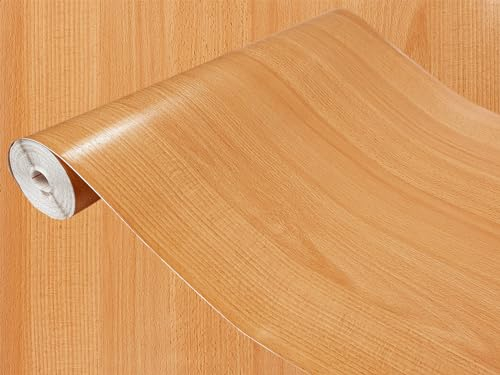 DecoMeister Vinilo Adhesivo Para Muebles Pared Cocina Imitación de Madera de Haya Roja Papel Autoadhesivo Para Forrar En Rollo Lámina Decorativa Decoración Para Puertas Armarios 90x25 cm