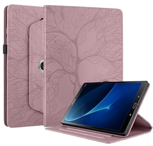 Succtopy Hülle für Samsung Galaxy Tab A6 2016 10.1 Zoll PU Leder 360°Drehbar Multi-Winkel Lederhülle mit Standfunktion und Stifthalter Schutzhülle Galaxy Tab A6 2016 SM-T580/SM-T585 Rose Gold