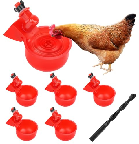 6 PCS Bebedero Gallinas con Taladro, DIY Agua para Pollos Automática Kit para Aves Palomas Pollos Patos Hens, Suministros Comedero de Pollo