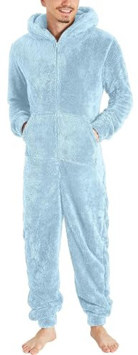 KONG JIMFAN Thermo Unterwäsche Set Pulloverdecke Mitten In Der Winternacht Pullover Herren 6XL Übergröße Herren Leggings Langlauf Ski Set Herren Pyjama Herren Rot(2-Sky Blue,S)