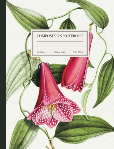 Composition Notebook College Ruled: Bellflower Vintage Botanical Illustration | Floral Aesthetic Journal for Girls, Teens, Women