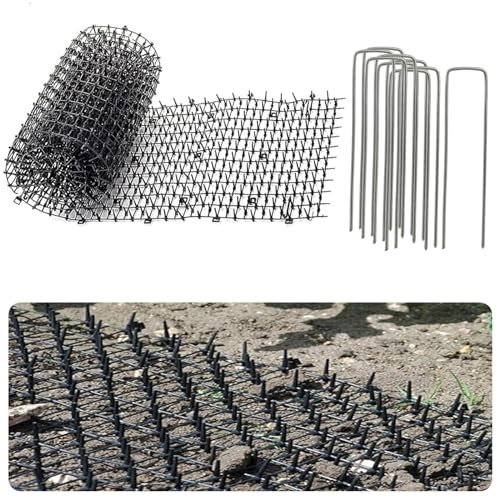 ADEPTNA Prickle Strip Dig Stopper with u pegs Animals from Entering the Garden and Destroying Plants Cat Repellent Mat Flat Prickle Strip - Pet-friendly Dig Stopper (4M x 28CM + 20 PEGS)