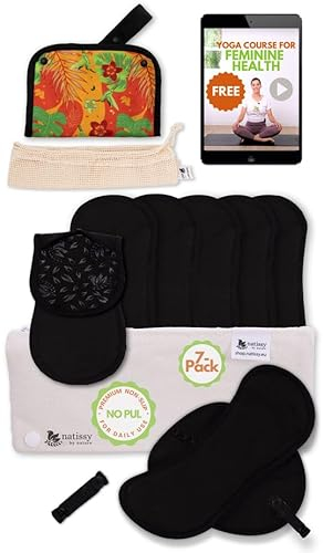 Waschbare Slipeinlagen Bio Baumwolle mit rutschfester Druck; 7-Pack (S) Premium Linie wiederverwendbare Stoff Slipeinlagen Baumwolle für Ausfluss; Slipeinlagen waschbar dünn für sorgenfreie jeden Tag