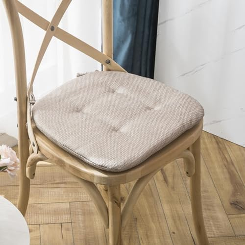 UHVUJDUI 6er Set Stuhlkissen Rutschfestes Sitzkissen,stuhlauflage Mit Bändern Und Abnehmbarer Kissenbezug,stuhlpolster Outdoor Gartenstuhl Esszimmerstuhl Oder Küche Waschbar(Beige,39x40cm(6 Pcs))