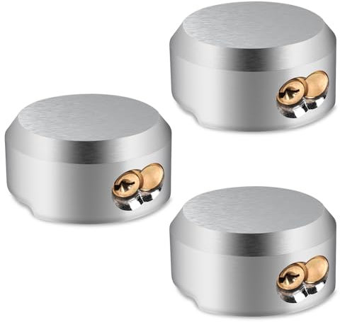 3 Pack of Heavy Duty Hidden Shackle Padlocks with Keyed Alike, Puck Locks, Puck Lock, Outdoor Padlock for Trailer Door Lock, Moving Trucks & Vans (2-7/8 Inch), ‎Silver