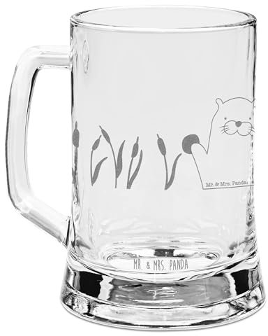 Mr. & Mrs. Panda Gravur Bierkrug Otter Stein - Geschenk, Glas, Seeotter See, Maßkrug Mit, Tonkrug, Bier Krug, Neugierig, Pflanzen, Munter
