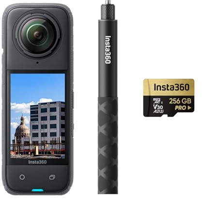 Insta360 X4 Baustellen-Bundle Selfie-Stick - 360°-Baustellen-Kamera, 8K 30 fps 360°-HDR-Videos, 72 MP Fotos, 11K Zeitraffer, unterstützt DroneDeploy, OpenSpace, Cupix, Oculo, WhiteHelmet
