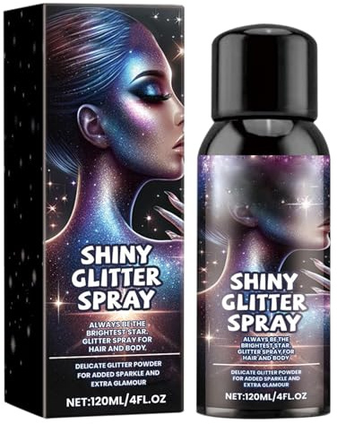 Vllold Body Shimmer, Laque à paillettes, Spray corporel à paillettes pour le visage, Paillettes pour cheveux avec spray pailleté pour cheveux, spray scintillant pour le corps pour les danses,