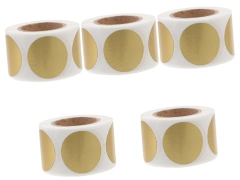 Lurrose 5rollen Runde Scratch-Off Aufkleber Selbstklebend Für Rubbellose Kreative Ideen Goldene Farbgestaltung Spaß Für Familie