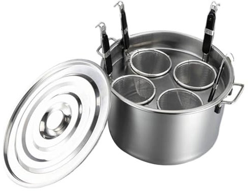 Vnook Pentola for Pasta in Acciaio Inossidabile a 4 Fori con scolapasta con Coperchio for Cucina Domestica, vaporiera, pentola for brodo, Utensili da Cucina Commerciali