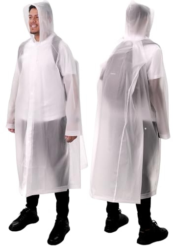 ANYOO 2-pack unisex regnponcho med ärmar, lång regnrock huva regnjacka med extra ryggsäcksutrymme för vandring, backpacking, cykling camping, en storlek, Vitt, one size